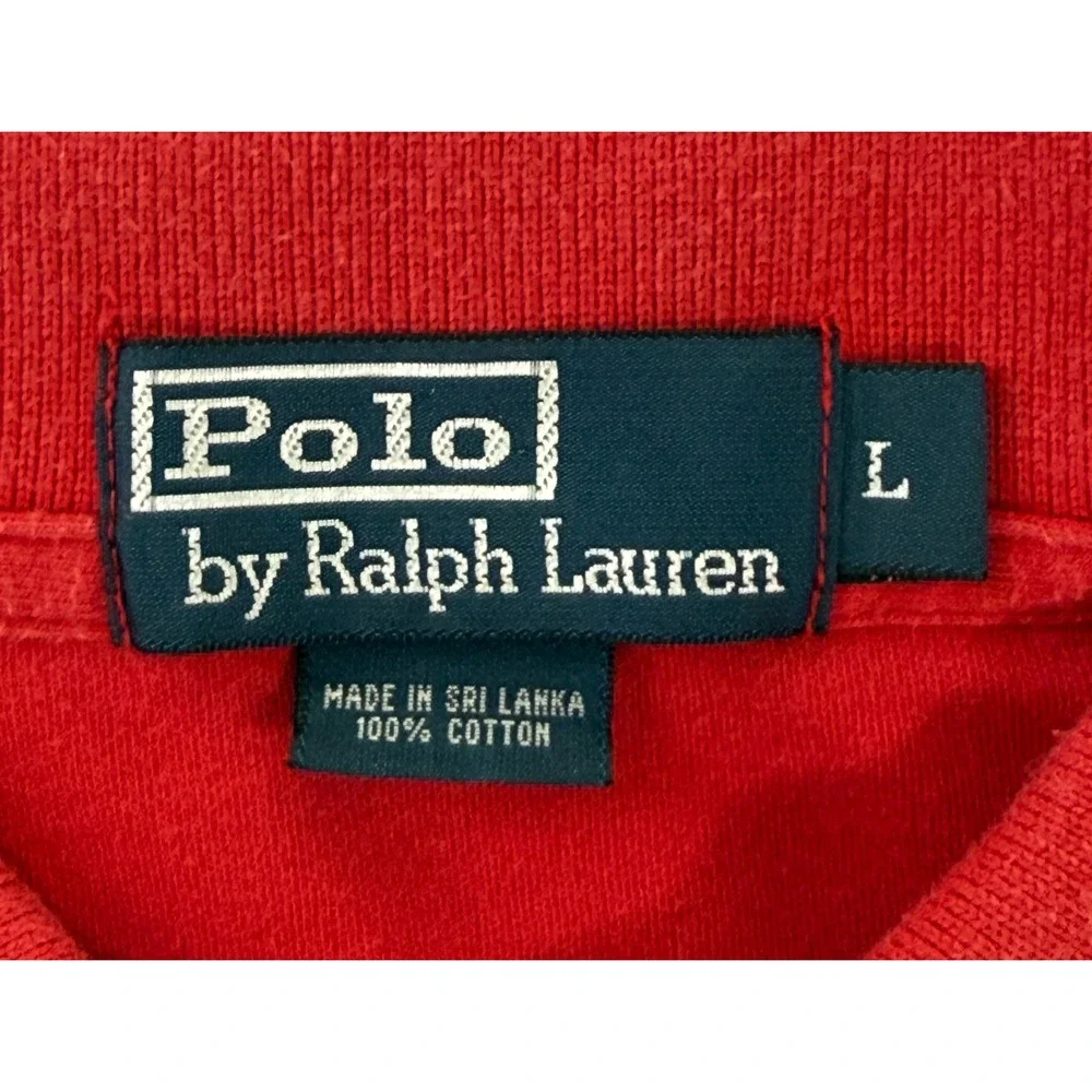 Polo Ralph Lauren Mens Large Red Short Sleeve Cotton Pique Pony Logo Polo Shirt